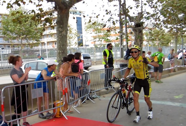 The finish of the bike Ironman Barcelona 2016. Maxim Buvalin